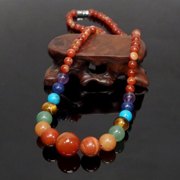 7 Chakra Necklace for Women Crystal Genuine Stone Beaded Gemstone for Women Mom - Picture 7 of 9